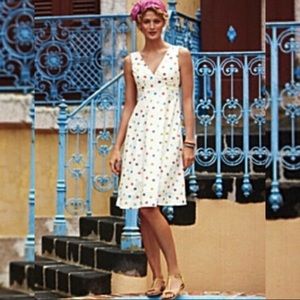 Garnet Hill Women's Retro Confetti Polka Dots Sleeveless Dress 8 Petite